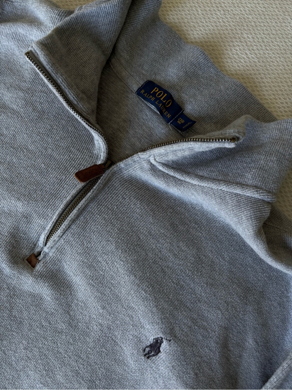Polo by Ralph Lauren Light Gray Half-Zip Pullover Sweater - Picture 3 of 7
